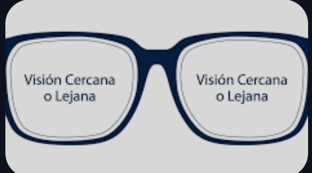 Gafas mostrando texto 'Visión Cercana o Lejana', representando las ventajas de las lentillas monofocales.