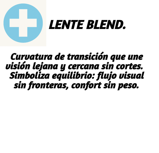 Lente Blend beneficios para una visión óptima, simbolizando equilibrio y confort visual sin fronteras.