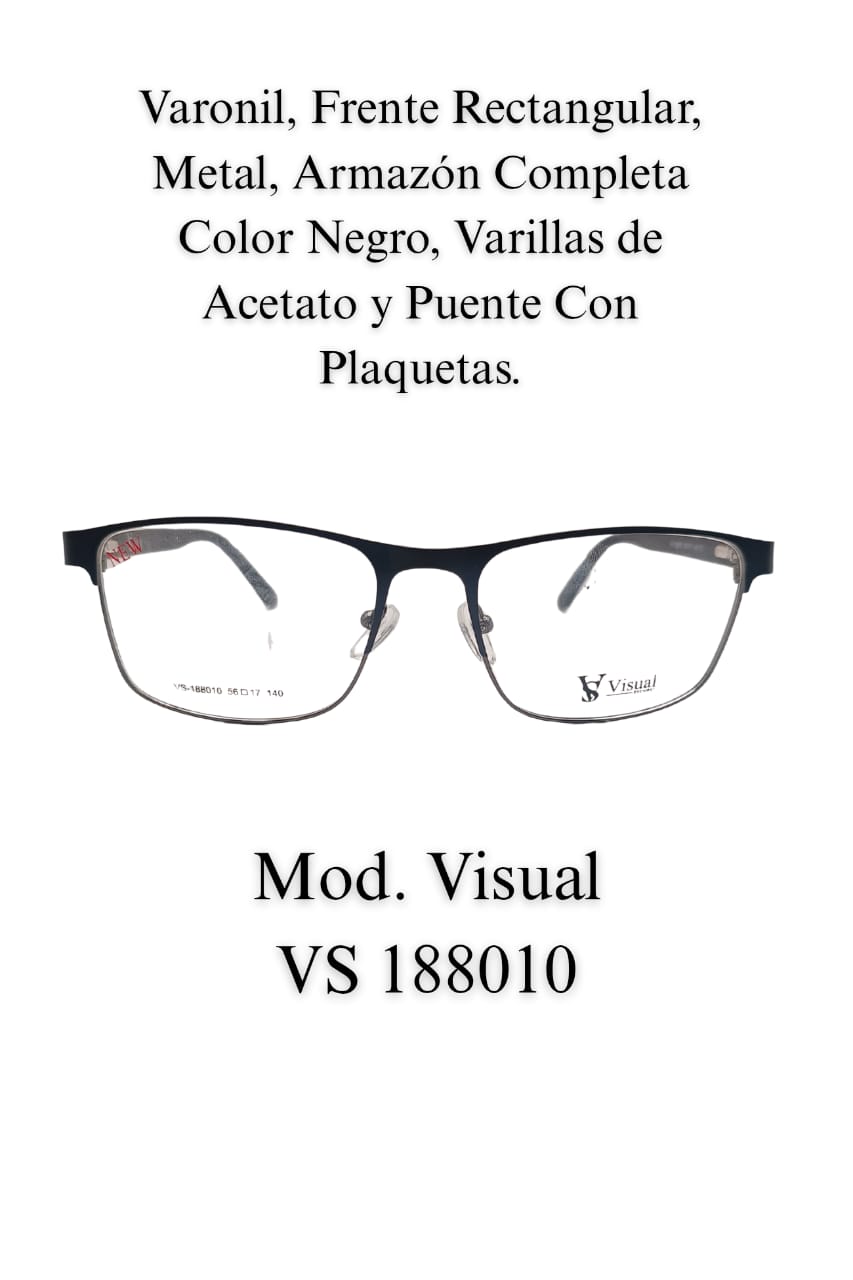 Negro Brillante. Lente Varonil.   VISUAL 188010